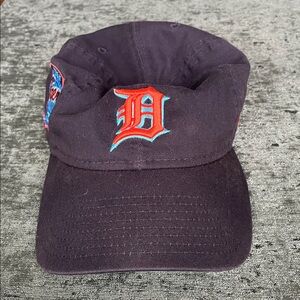 Tigers Black Baseball Cap with Orange  & Teal 'D' Patch